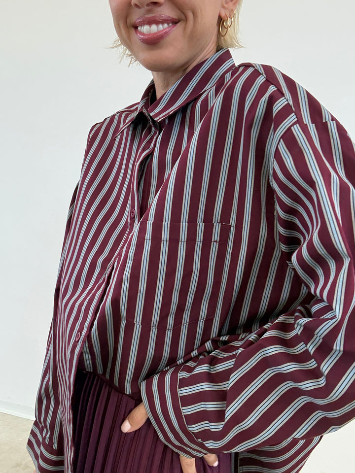 CAMICIA MANUELA RIGA BORGOGNA/CIELO