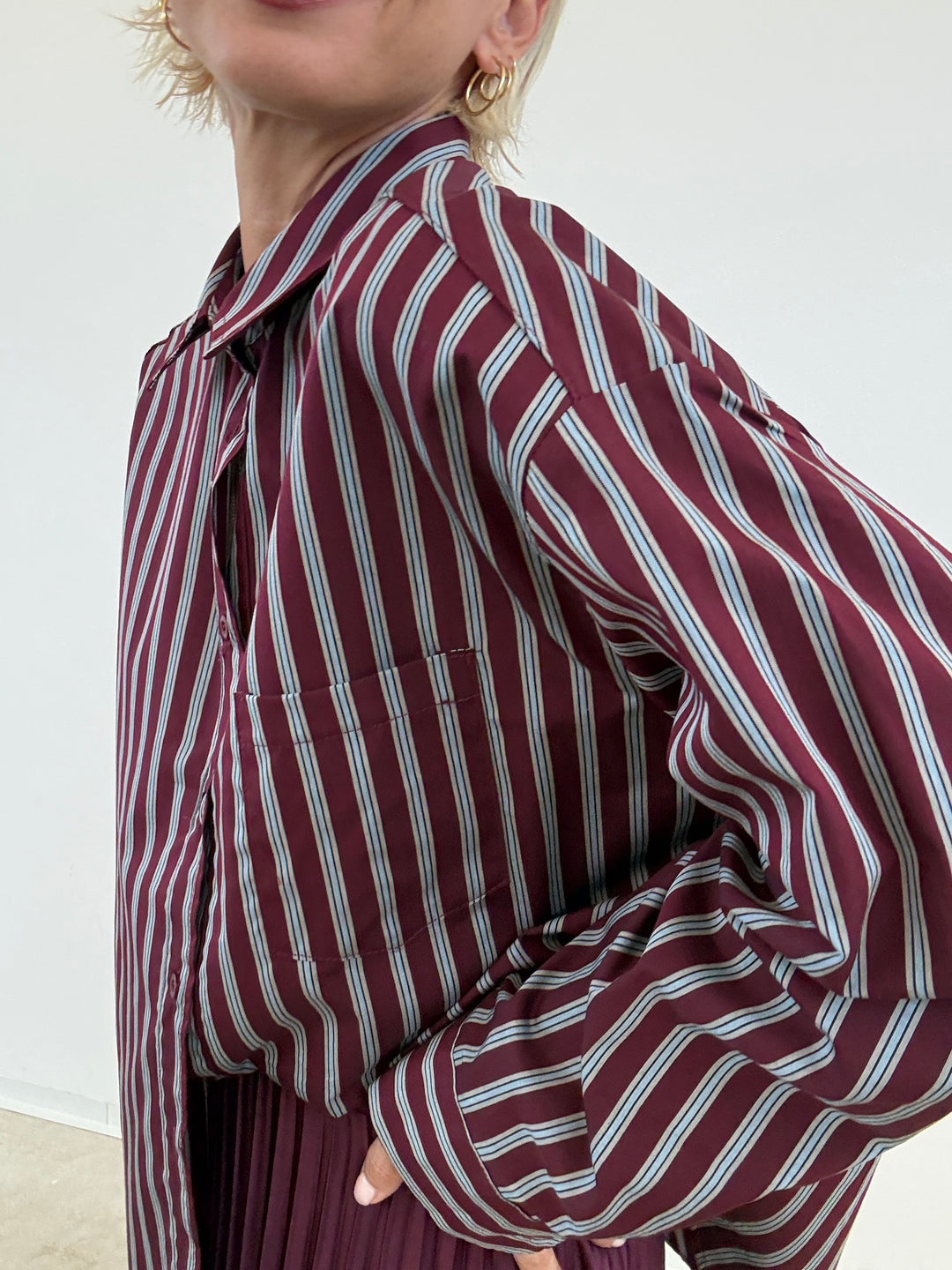 CAMICIA MANUELA RIGA BORGOGNA/CIELO