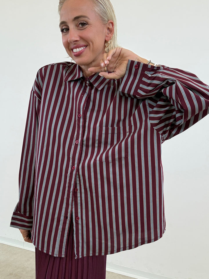 CAMICIA MANUELA RIGA BORGOGNA/CIELO