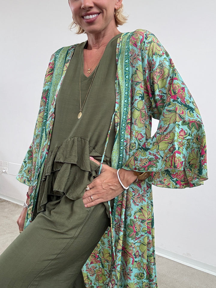 KIMONO BALZA MATCHA/ACQUA