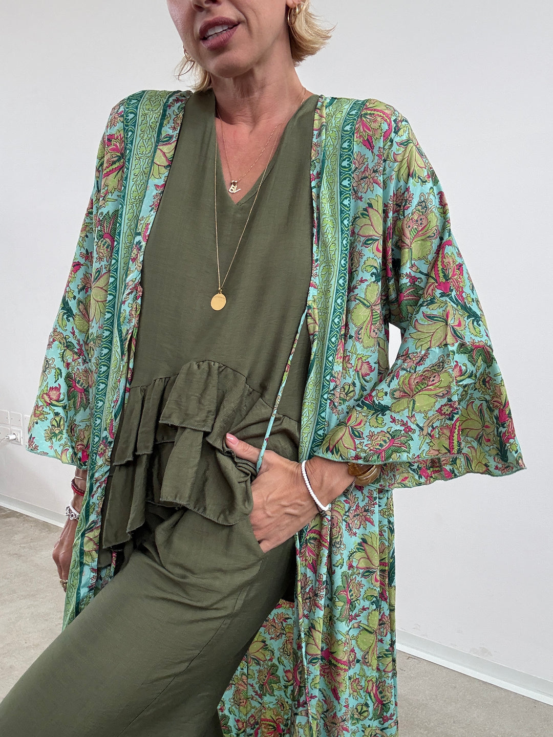 KIMONO BALZA MATCHA/ACQUA