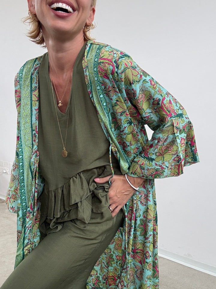 KIMONO BALZA MATCHA/ACQUA