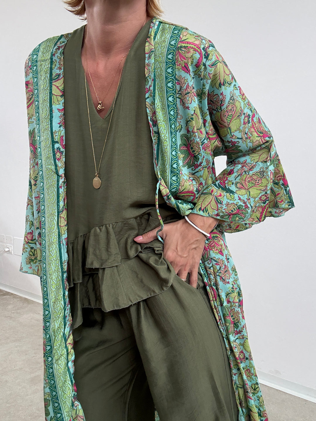 KIMONO BALZA MATCHA/ACQUA