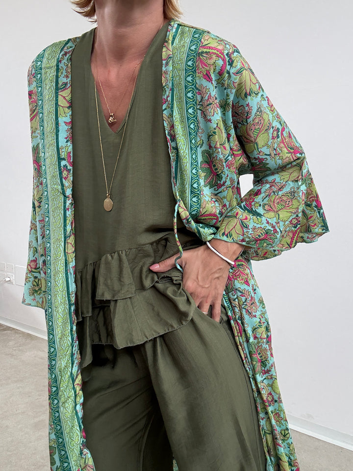 KIMONO BALZA MATCHA/ACQUA