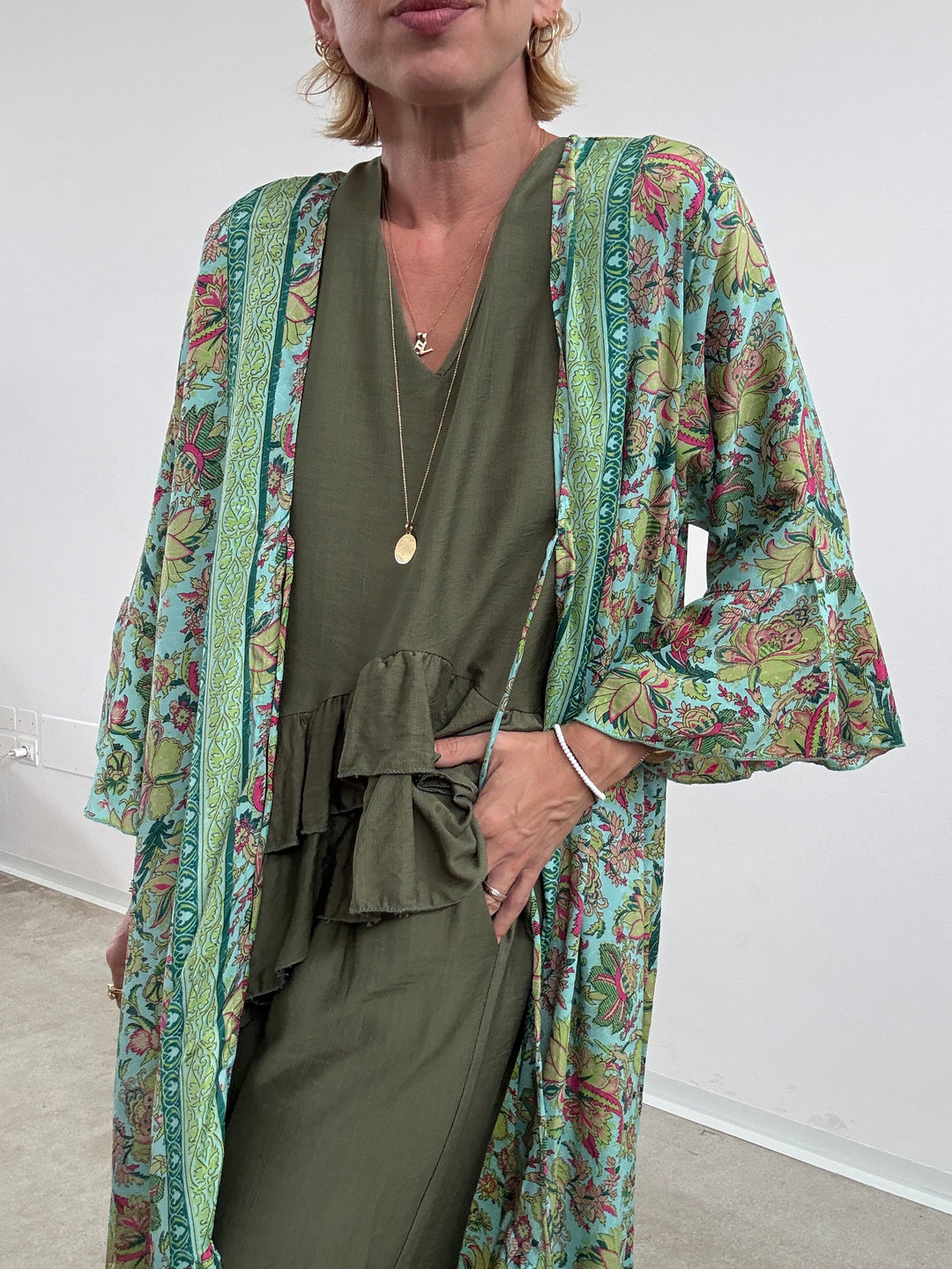 KIMONO BALZA MATCHA/ACQUA