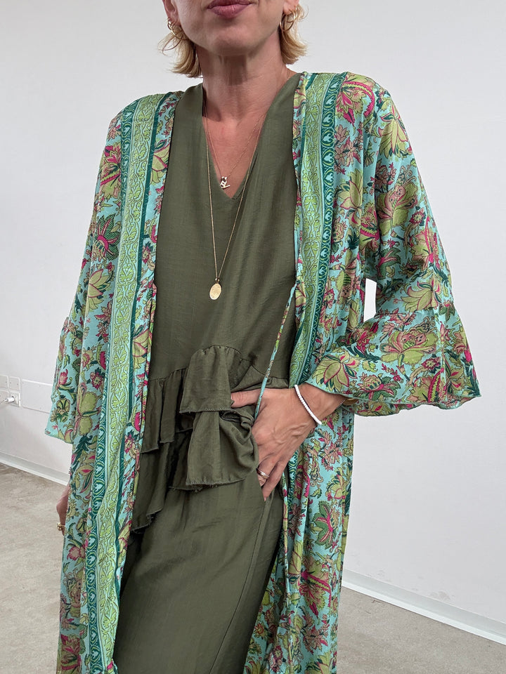 KIMONO BALZA MATCHA/ACQUA