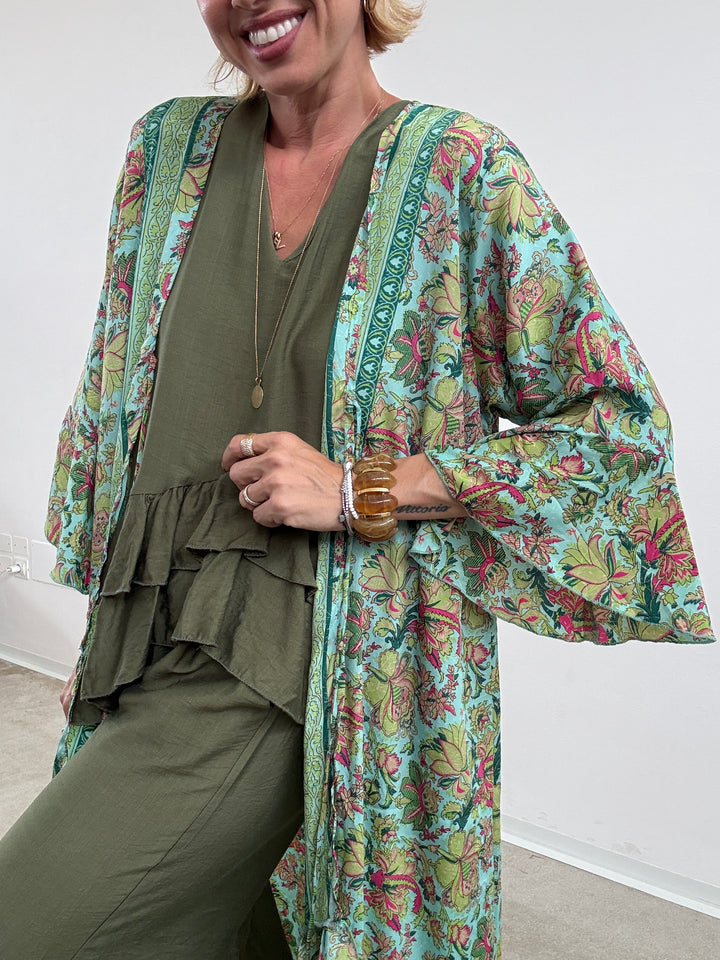 KIMONO BALZA MATCHA/ACQUA