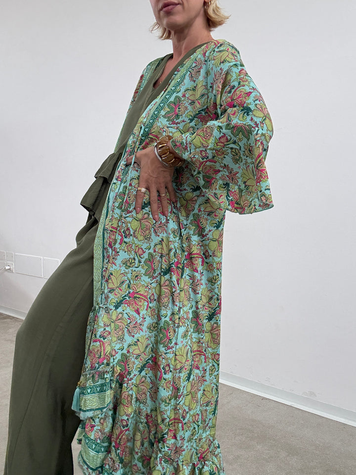 KIMONO BALZA MATCHA/ACQUA
