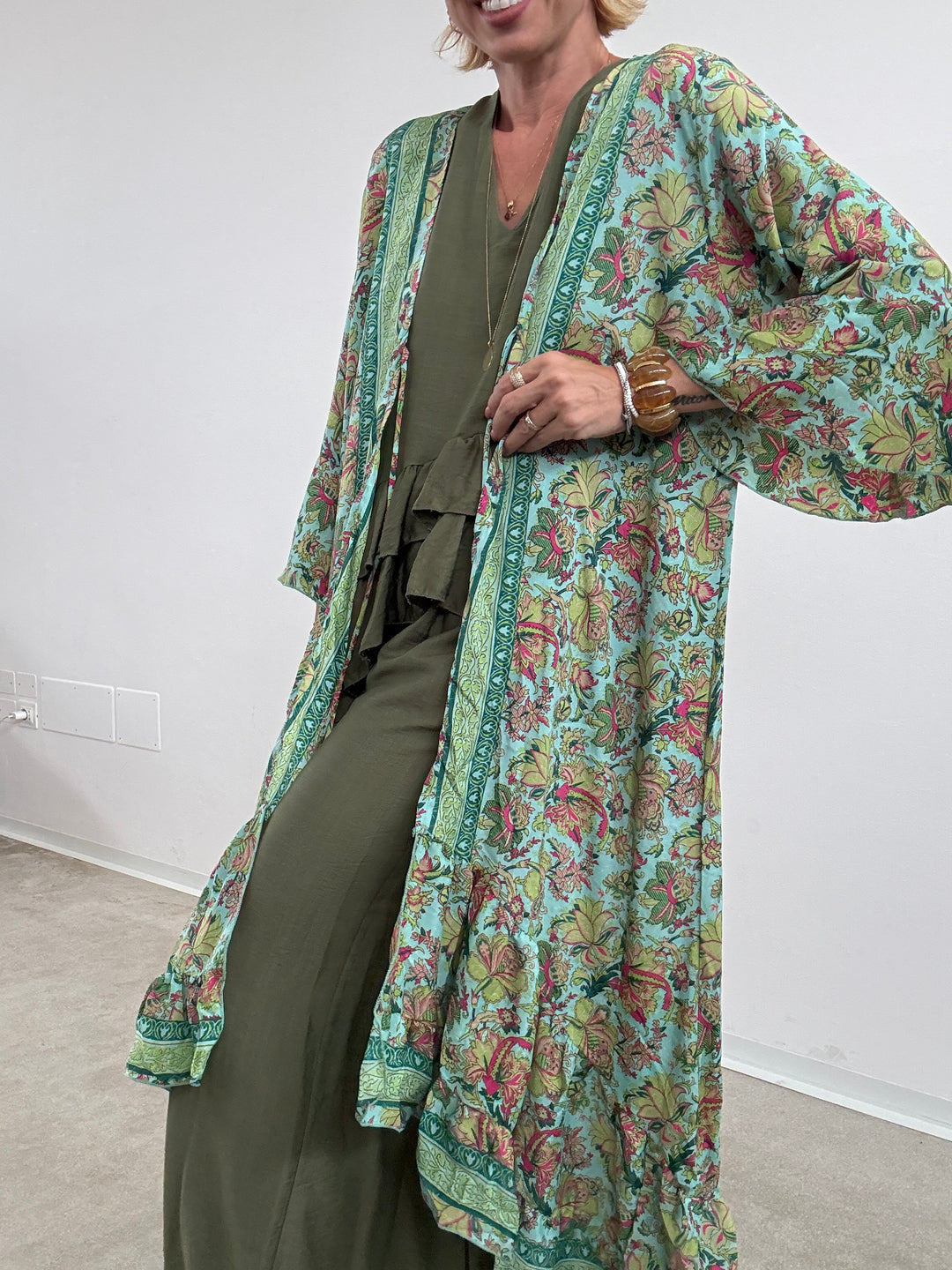KIMONO BALZA MATCHA/ACQUA
