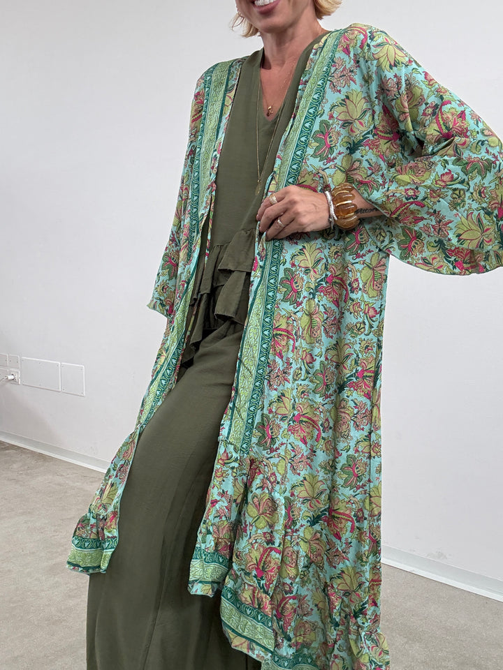 KIMONO BALZA MATCHA/ACQUA
