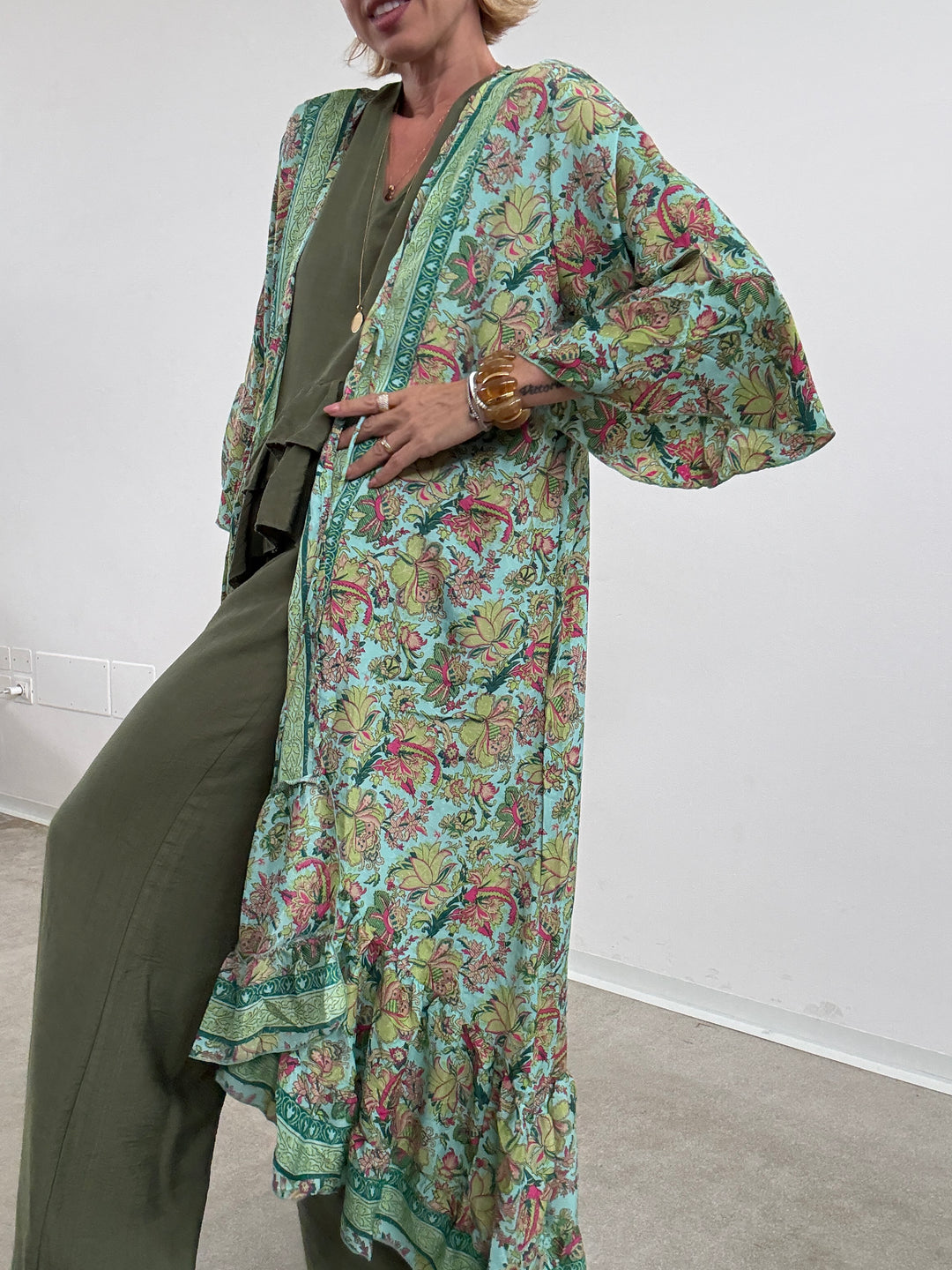 KIMONO BALZA MATCHA/ACQUA