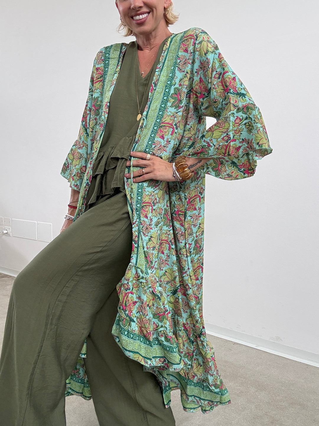 KIMONO BALZA MATCHA/ACQUA