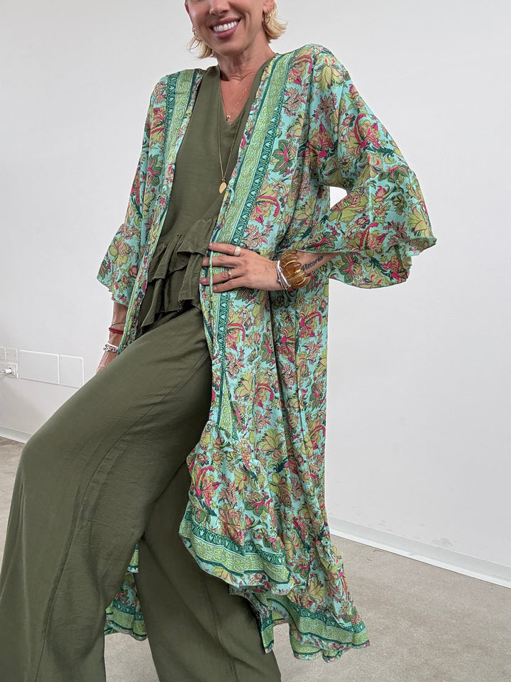KIMONO BALZA MATCHA/ACQUA