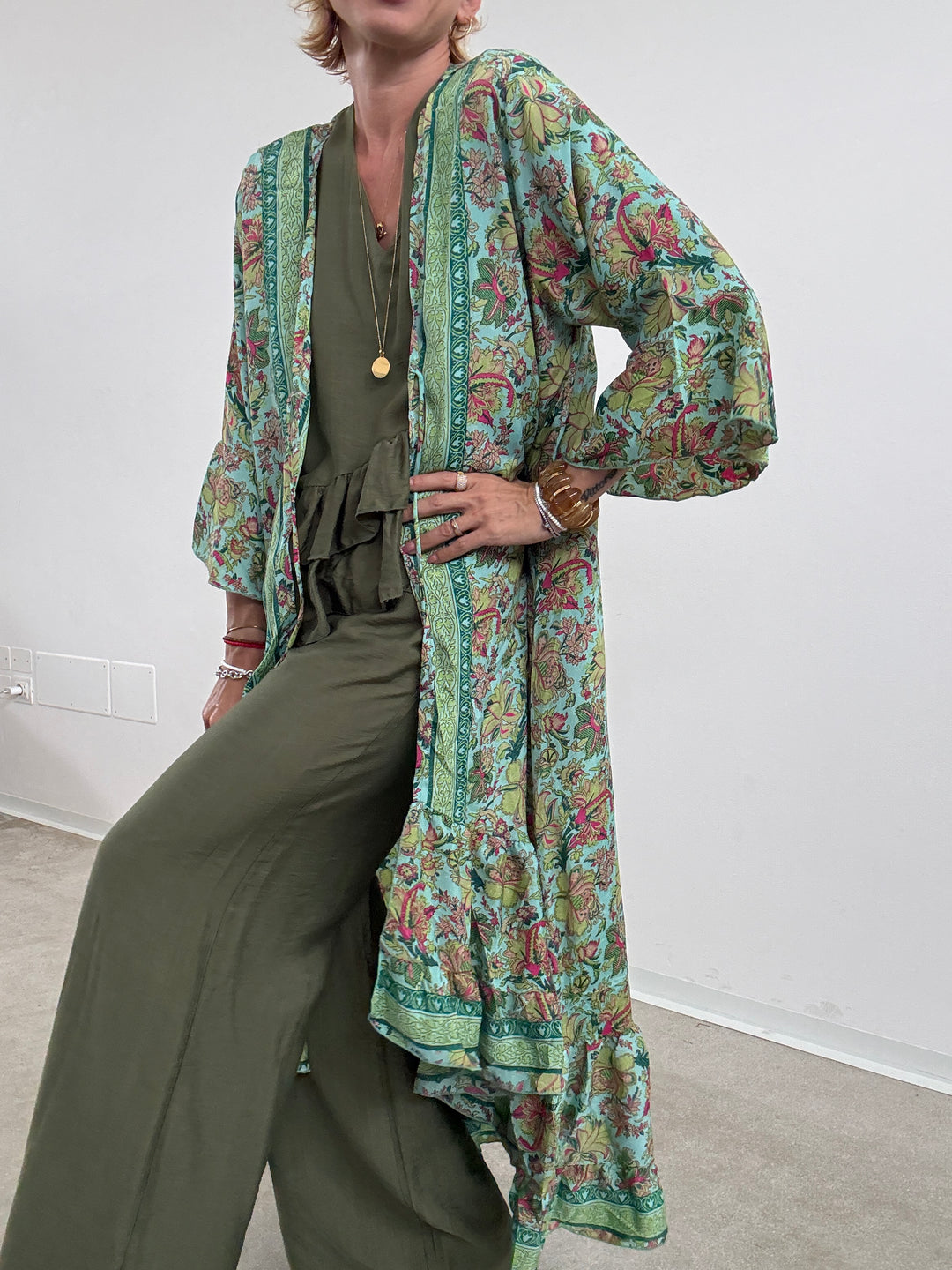 KIMONO BALZA MATCHA/ACQUA