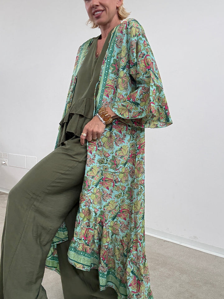 KIMONO BALZA MATCHA/ACQUA