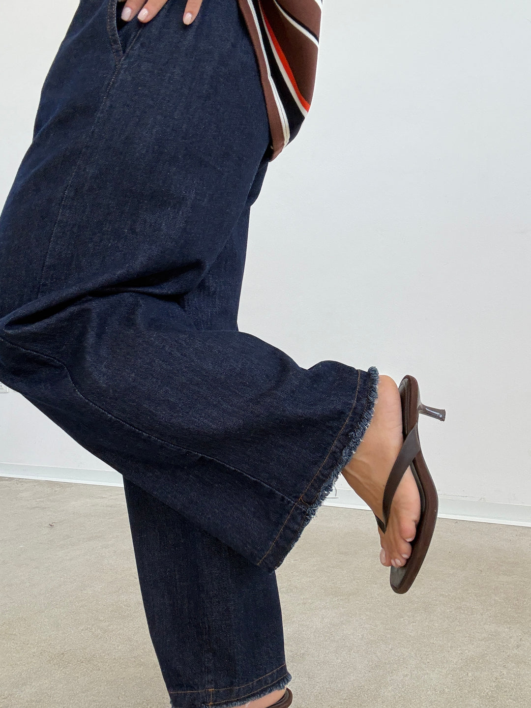 DENIM PALAZZO SFRANGIATO DARKBLUE