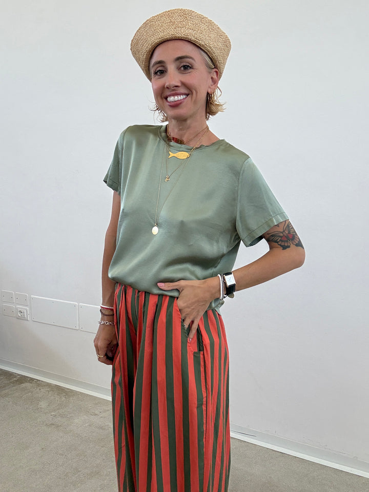 PANTALONE OLIMPIA RIGA VERDE/SALMONE