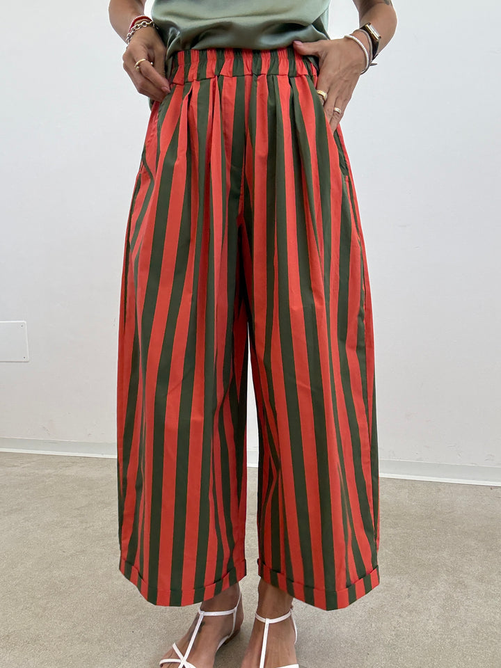 PANTALONE OLIMPIA RIGA VERDE/SALMONE