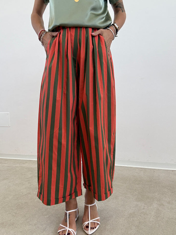 PANTALONE OLIMPIA RIGA VERDE/SALMONE