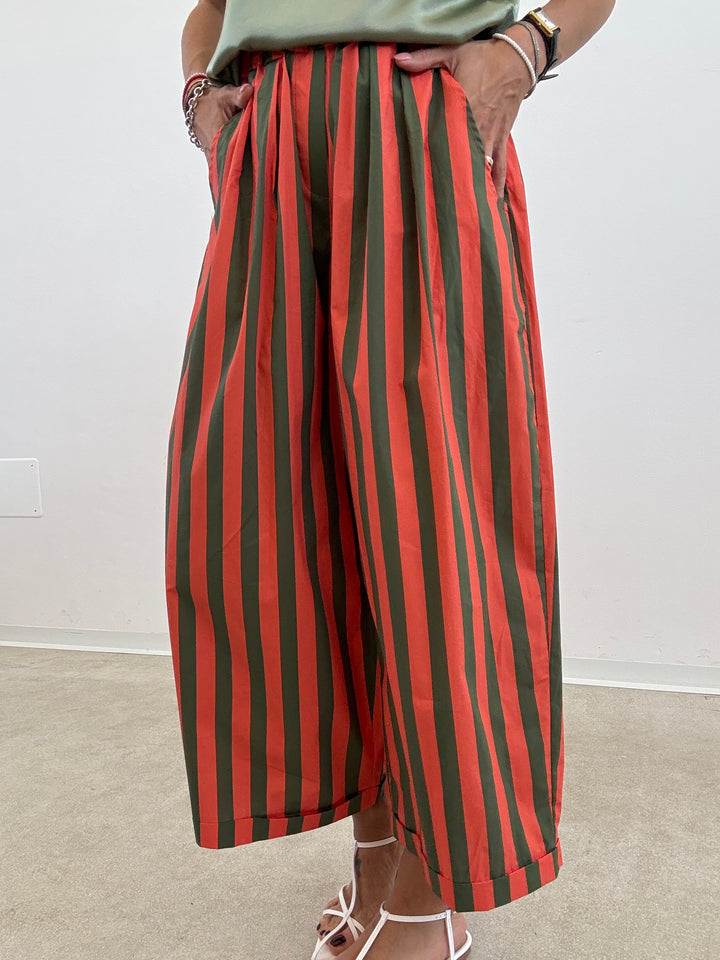 PANTALONE OLIMPIA RIGA VERDE/SALMONE