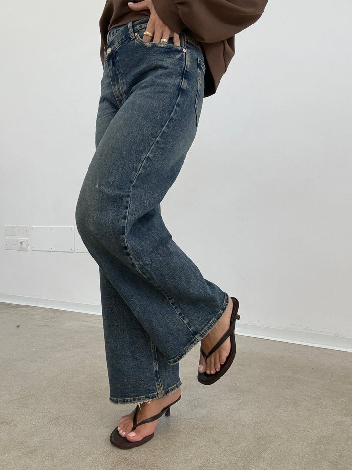 DENIM BOTTONE TRASVERSALE SABBIATO