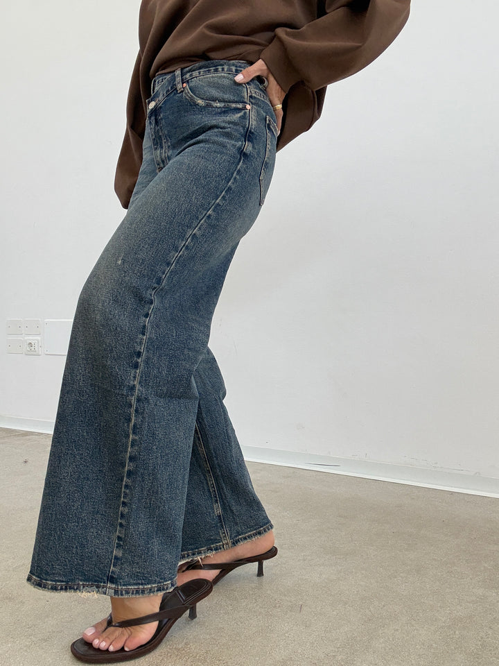 DENIM BOTTONE TRASVERSALE SABBIATO
