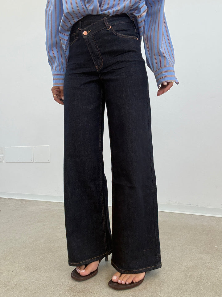 DENIM BOTTONE TRASVERSALE DARK BLUE