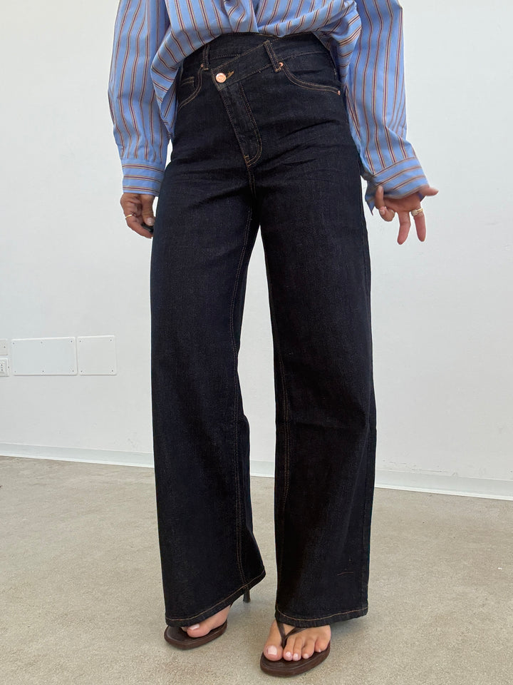 DENIM BOTTONE TRASVERSALE DARK BLUE
