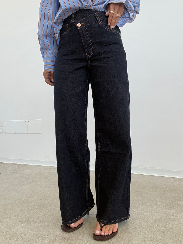 DENIM BOTTONE TRASVERSALE DARK BLUE