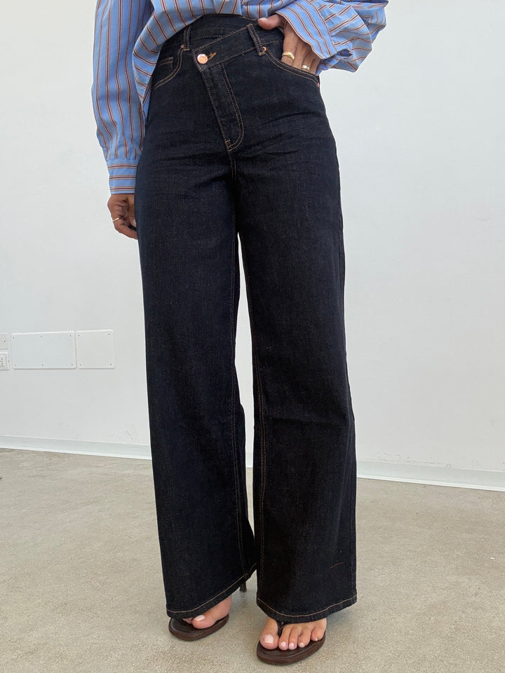 DENIM BOTTONE TRASVERSALE DARK BLUE