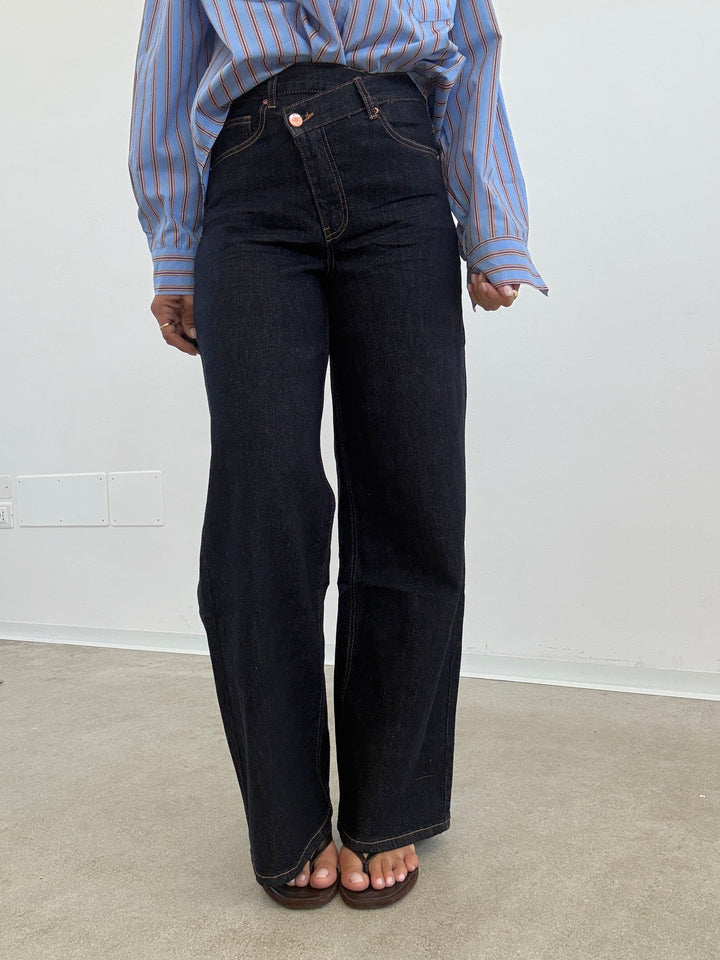 DENIM BOTTONE TRASVERSALE DARK BLUE