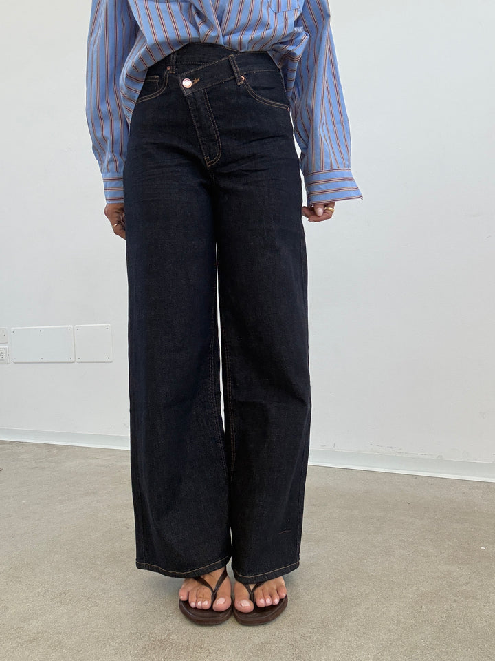 DENIM BOTTONE TRASVERSALE DARK BLUE