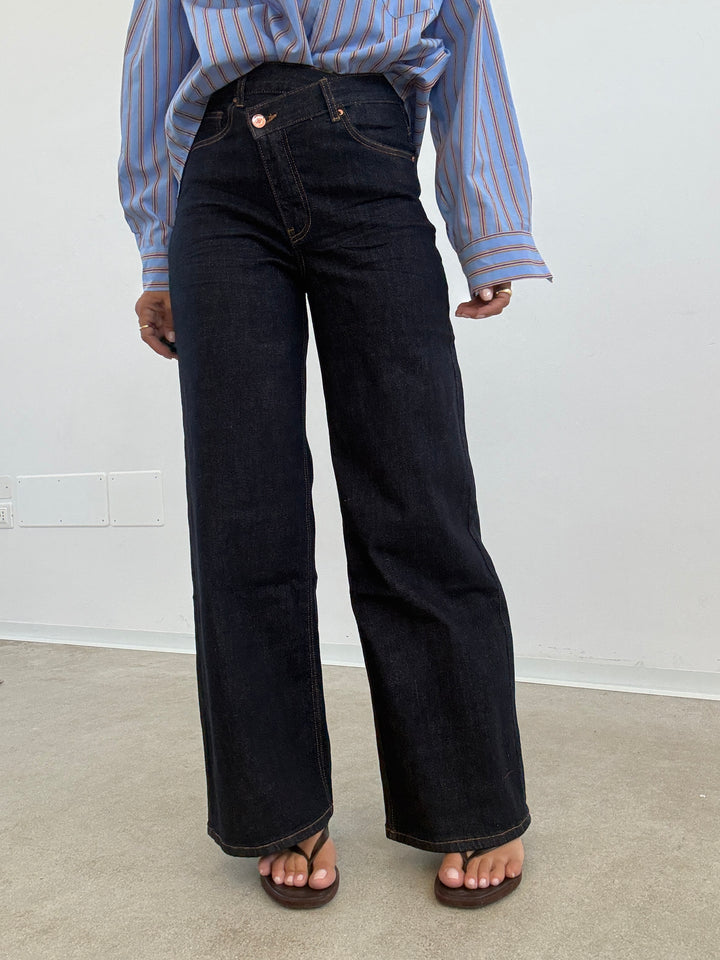 DENIM BOTTONE TRASVERSALE DARK BLUE