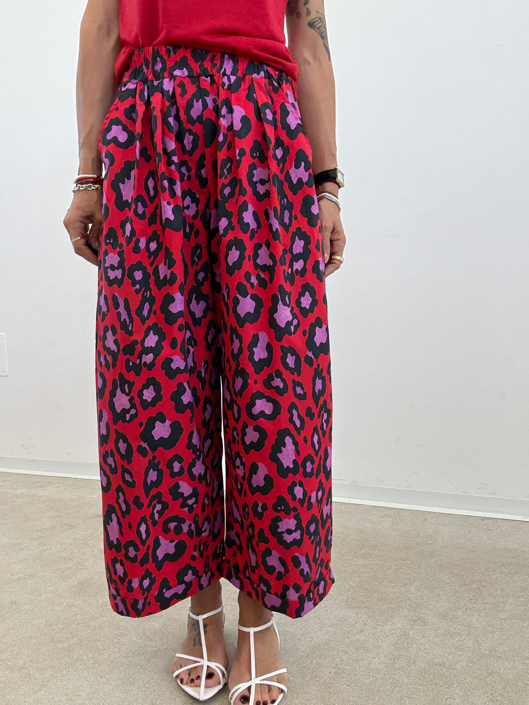 PANTALONE OLIMPIA MACU ROSSO/VIOLA