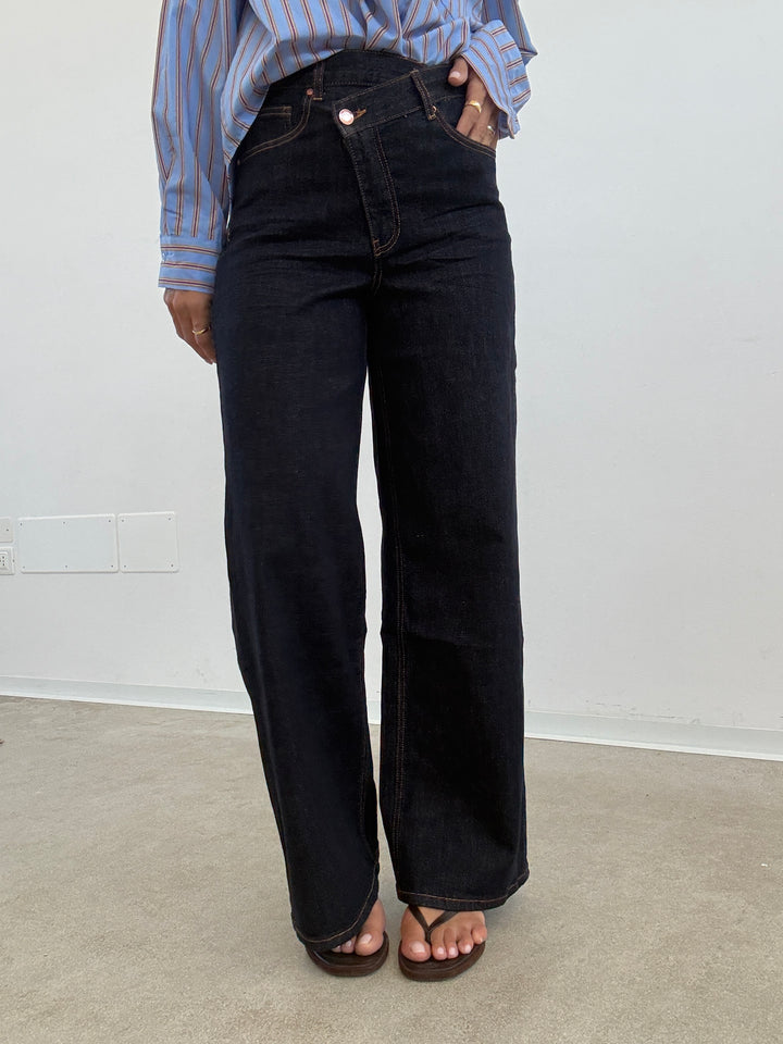 DENIM BOTTONE TRASVERSALE DARK BLUE