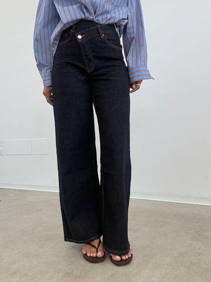 DENIM BOTTONE TRASVERSALE DARK BLUE