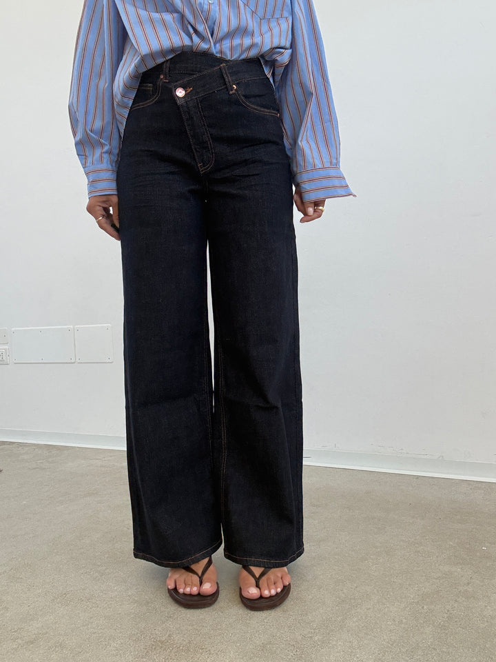 DENIM BOTTONE TRASVERSALE DARK BLUE
