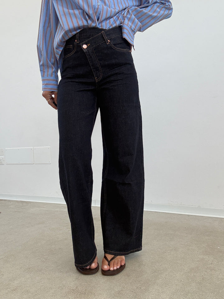 DENIM BOTTONE TRASVERSALE DARK BLUE