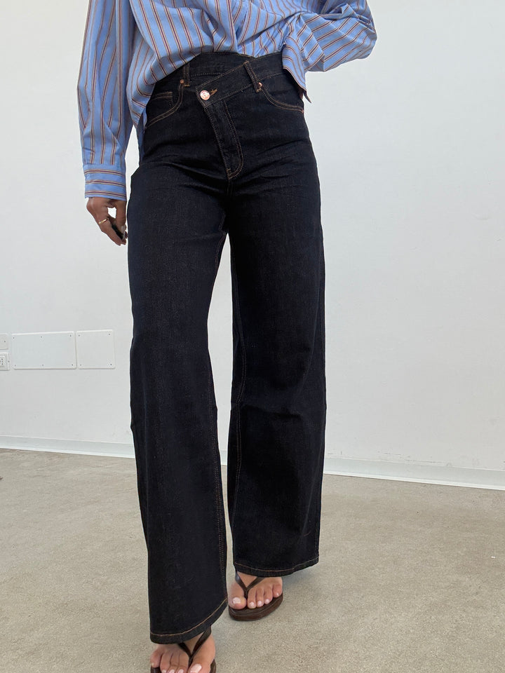 DENIM BOTTONE TRASVERSALE DARK BLUE