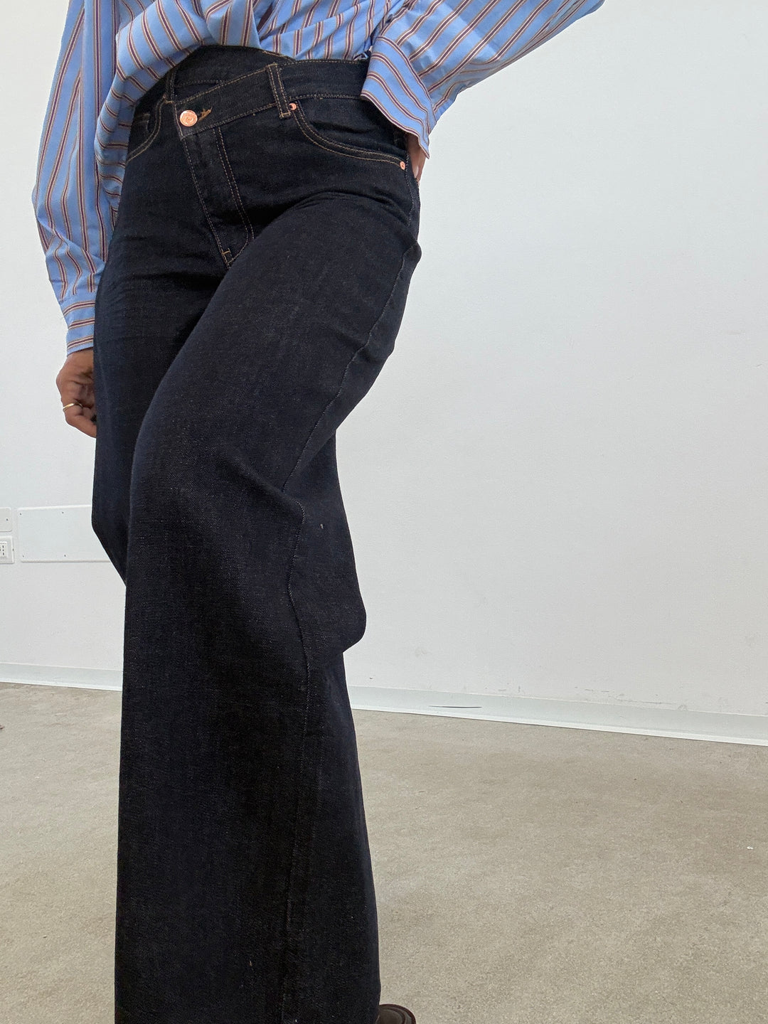 DENIM BOTTONE TRASVERSALE DARK BLUE