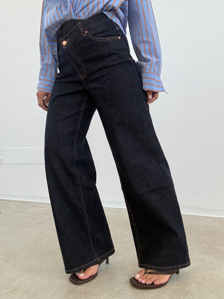 DENIM BOTTONE TRASVERSALE DARK BLUE