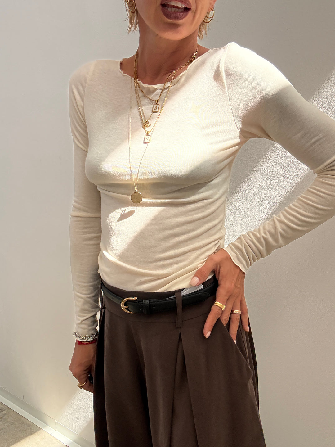 TSHIRT ARRICCIATA LIGHTBEIGE