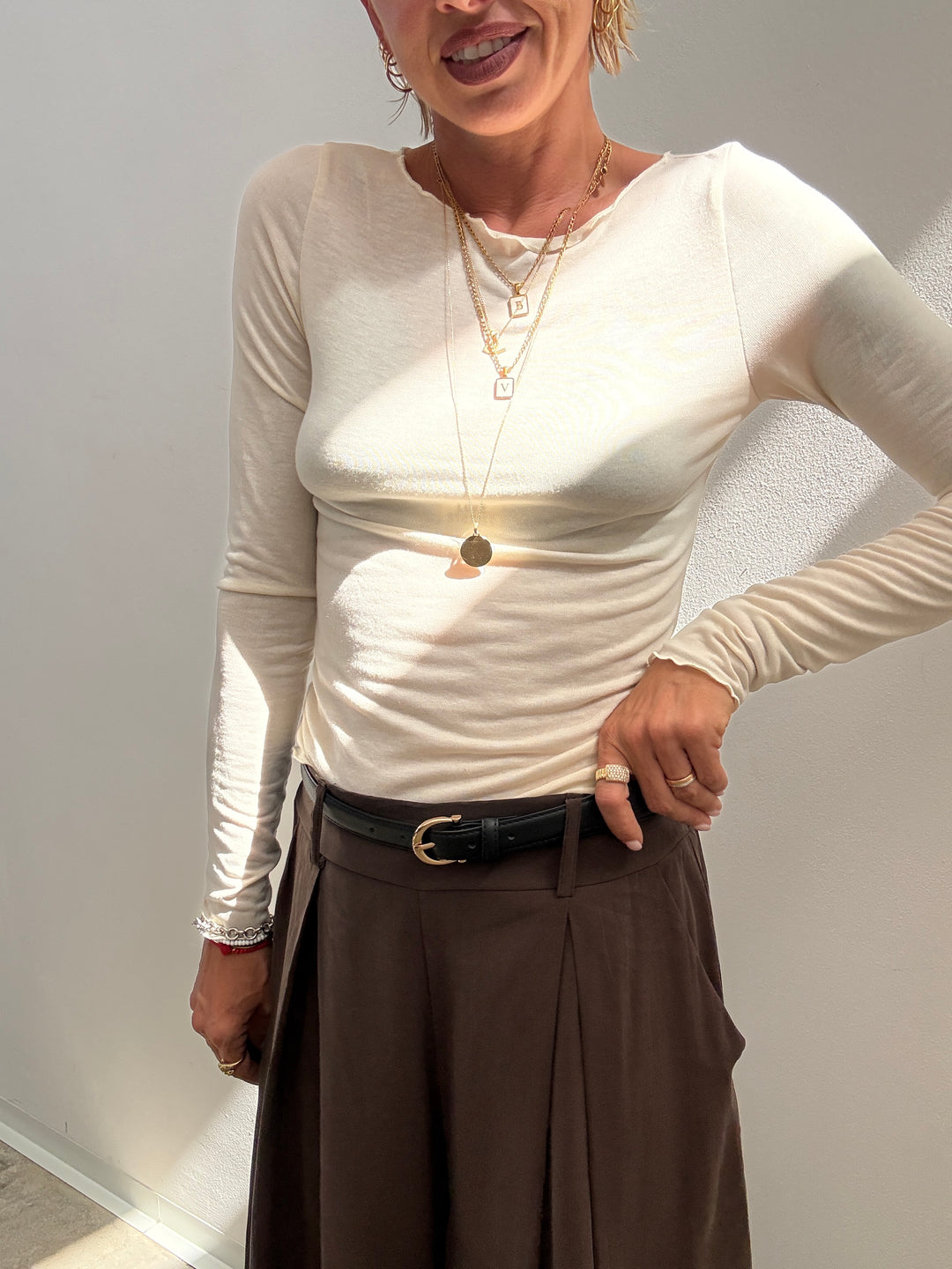 TSHIRT ARRICCIATA LIGHTBEIGE