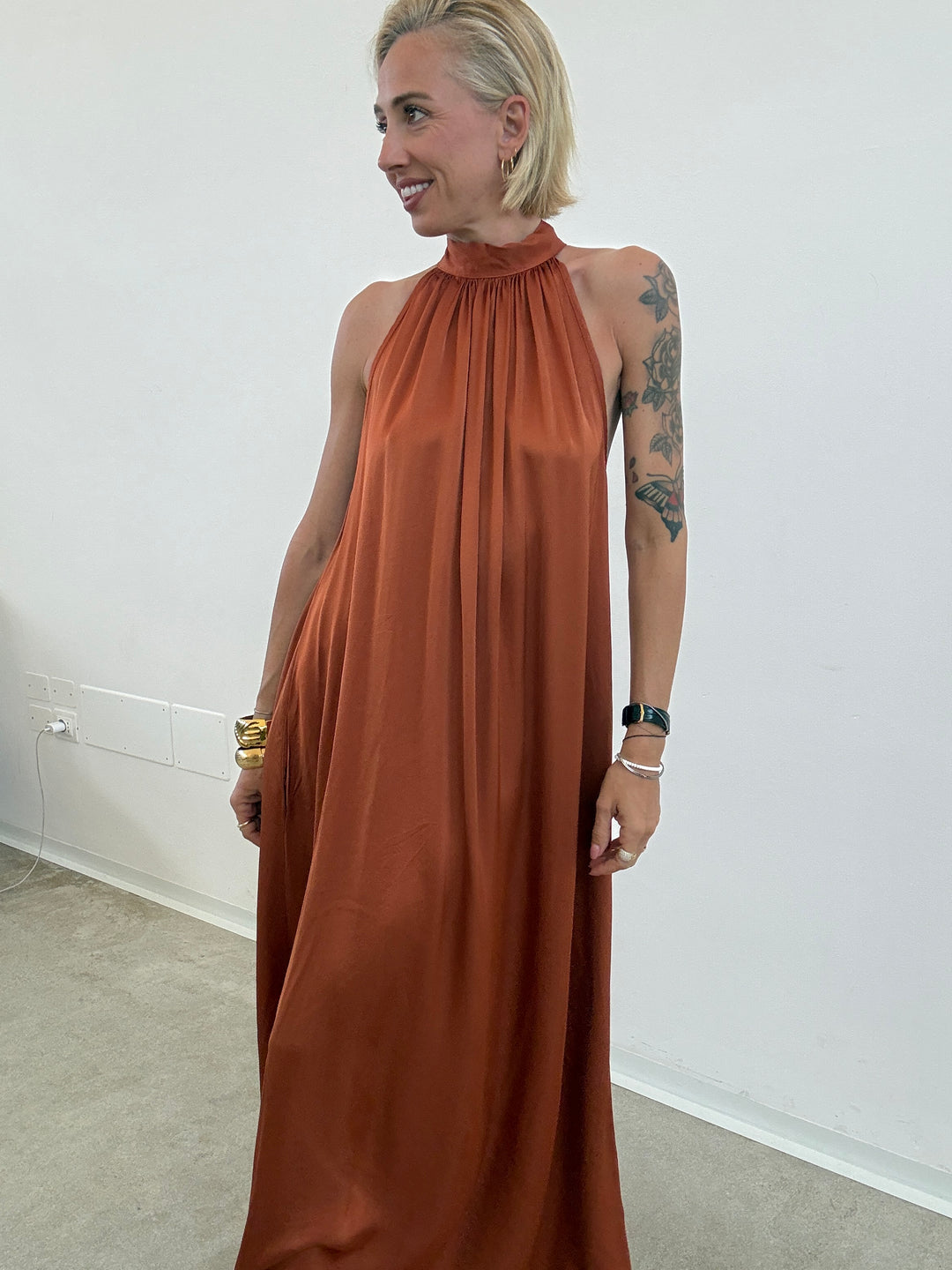 ABITO GINNY SATIN RUST