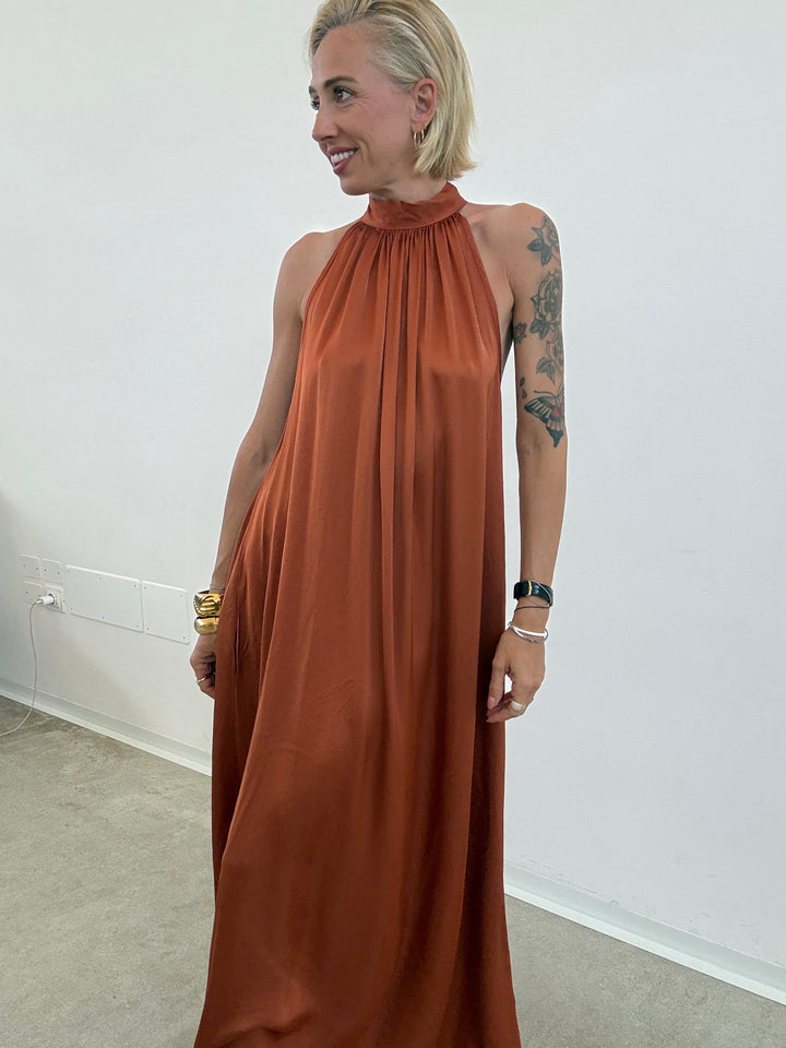 ABITO GINNY SATIN RUST
