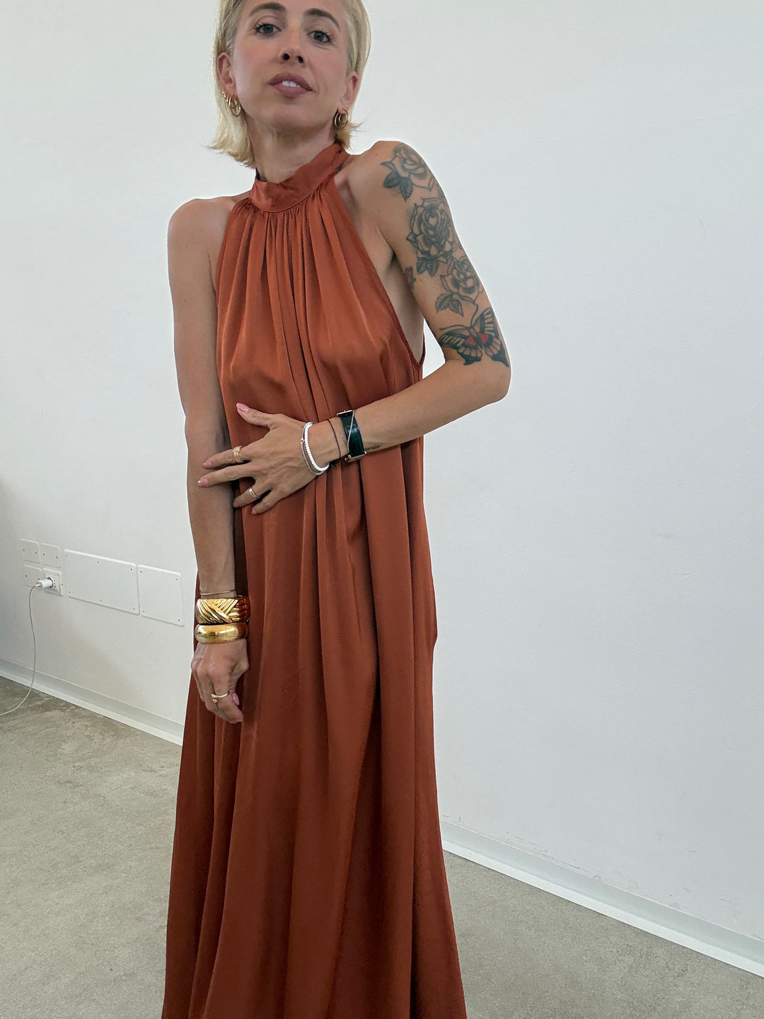 ABITO GINNY SATIN RUST