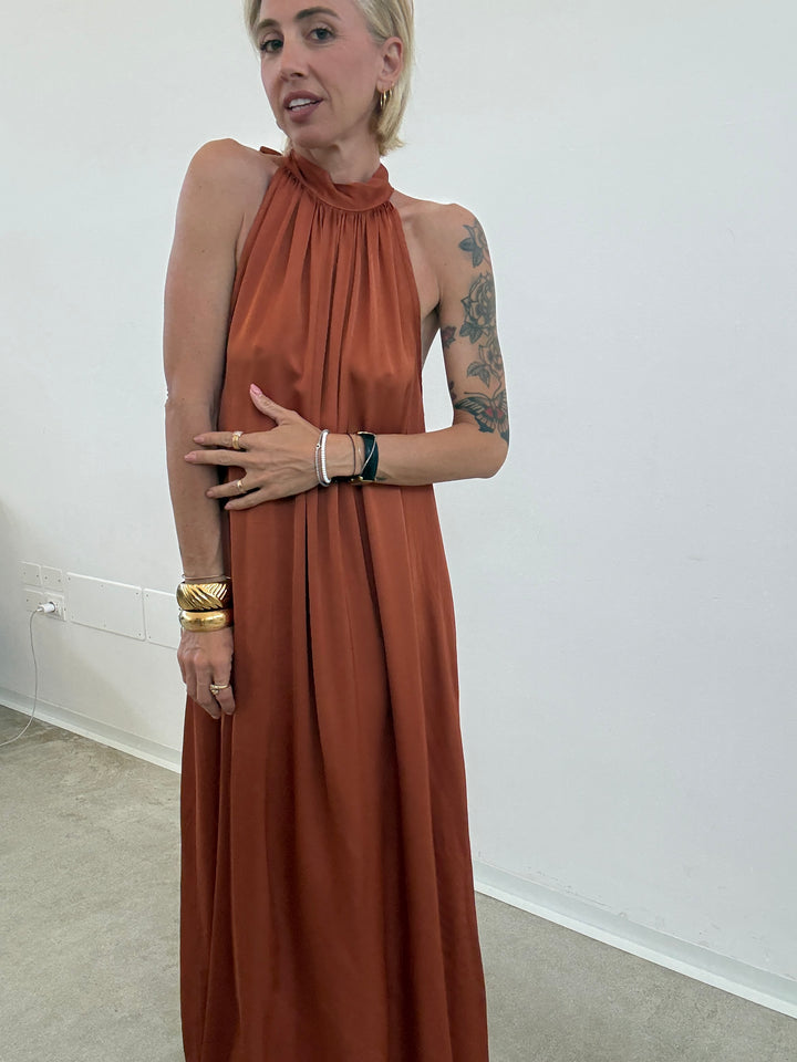 ABITO GINNY SATIN RUST