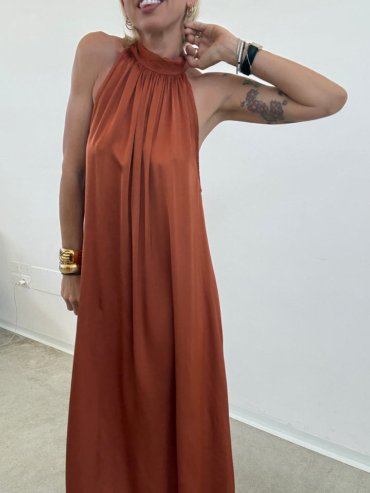 ABITO GINNY SATIN RUST