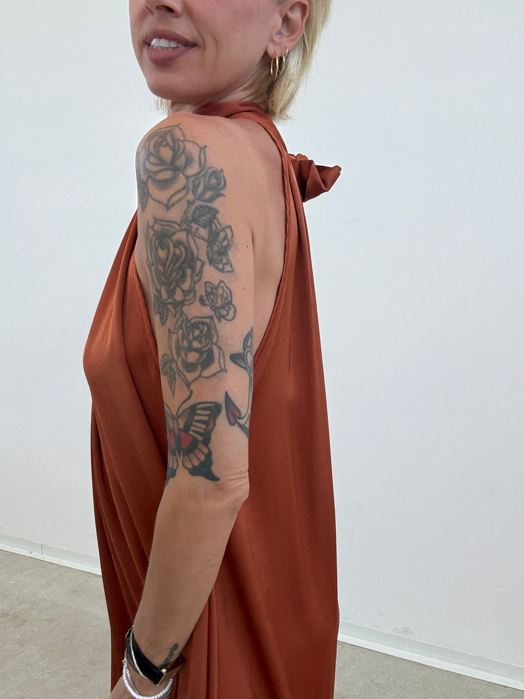 ABITO GINNY SATIN RUST