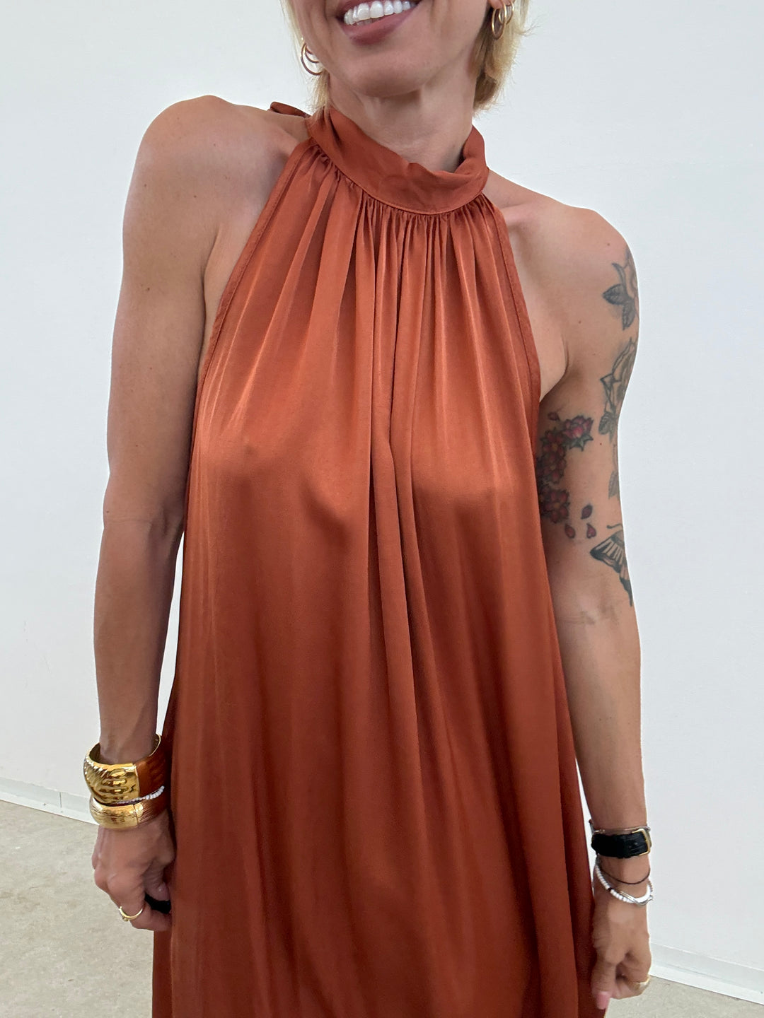 ABITO GINNY SATIN RUST